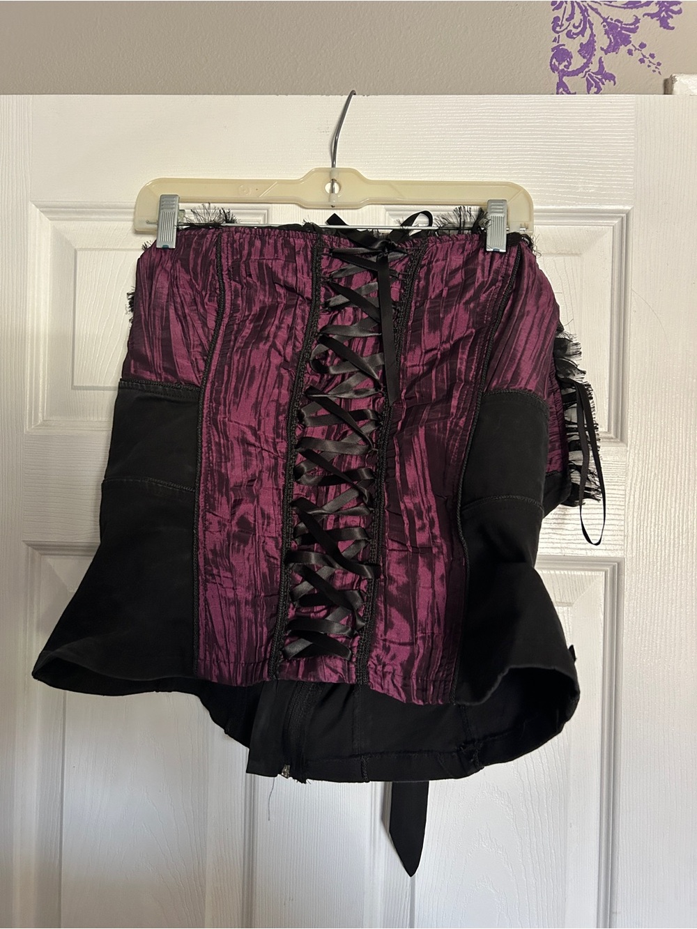 Royal Bones Purple and Black Lace-Up Corset Top